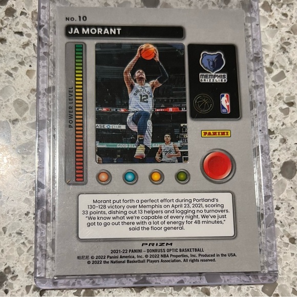 JA MORANT INSERT “T-MINUS” OPTIC PRIZM CARD NO.10 NBA MEMPHIS GRIZZLIES 2021-22 - Picture 2 of 3